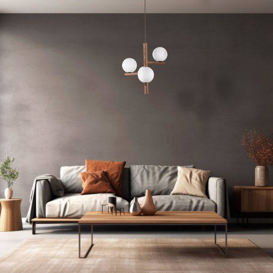 Lampadario di legno noce stile scandinavo